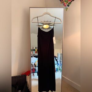 Black cotton slip dress